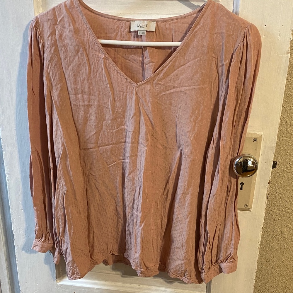 LOFT Women's Blush V-Neck Blouse